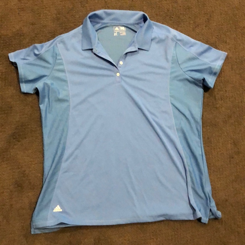 Light blue adidas XL kids golf polo shirt drifit